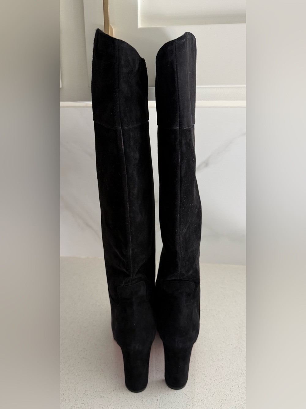 Christian Louboutin Loo 85 Black Suede Knee-High Boots View 4